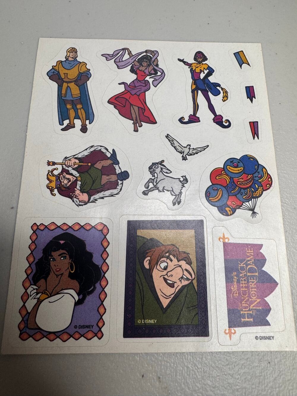 Vintage Disney The Hunchback of Notre Dame Sticker Sheets Lot of 2 1996